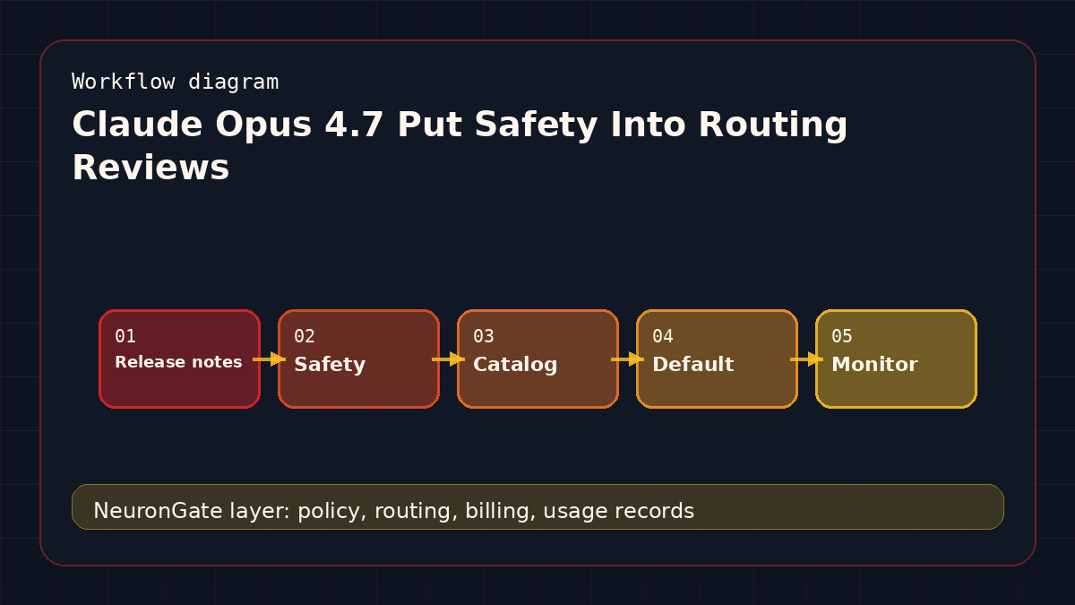 Claude Opus 4.7 Put Safety Into Routing Reviews workflow diagram